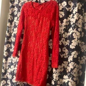 NWOT Express red lacy spandex dress